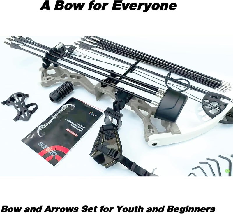 sanlida Archery Dragon X6 Compound Bow Kit for Youth, Kids & Beginners, Bow and Arrows Set, 19”-28” Draw Length, 15-30 LBS Draw Weight, RH Only - Image 1